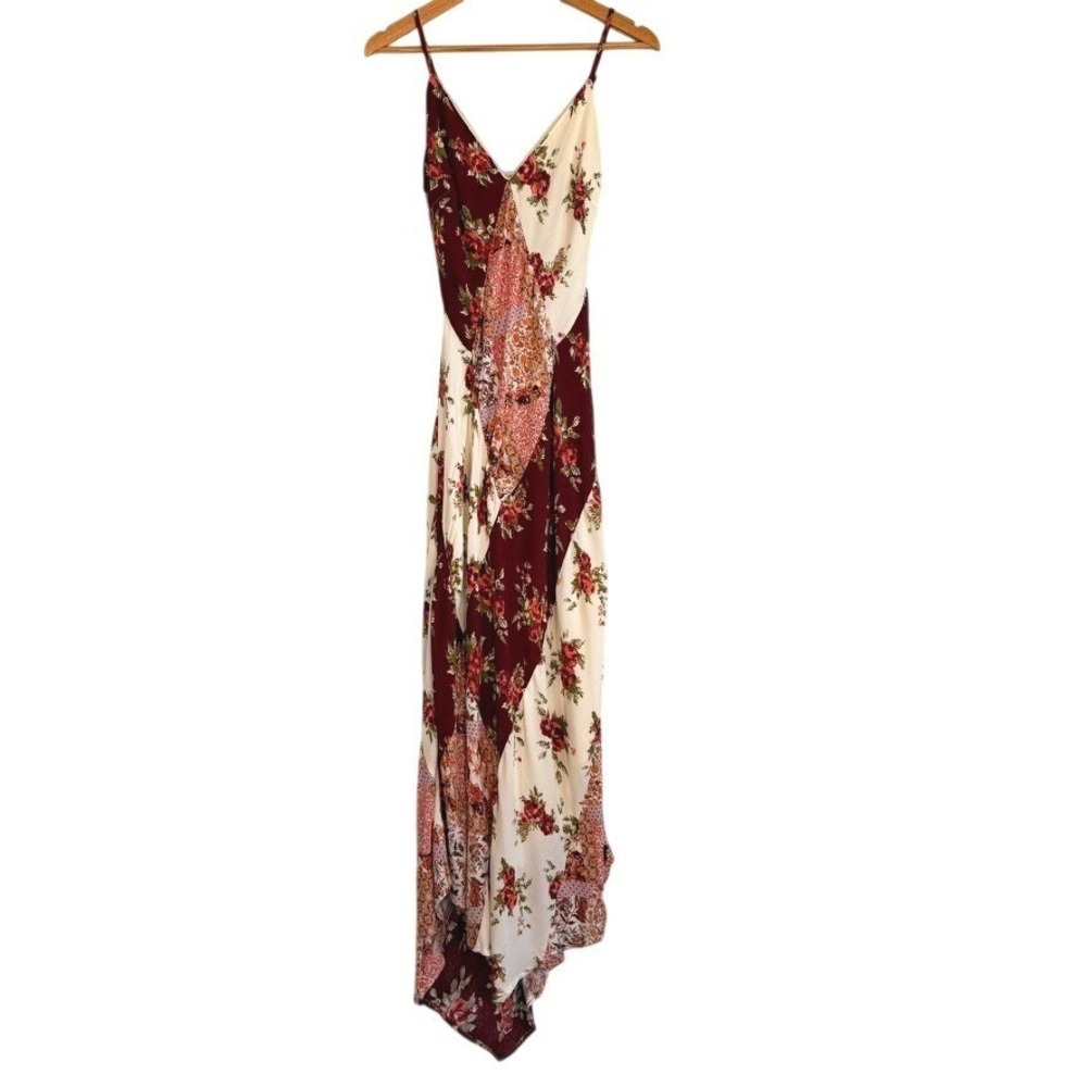 Floral Patchwork Maxi Dress Medium Slip Bias Boho Festival Y2K Whimsical